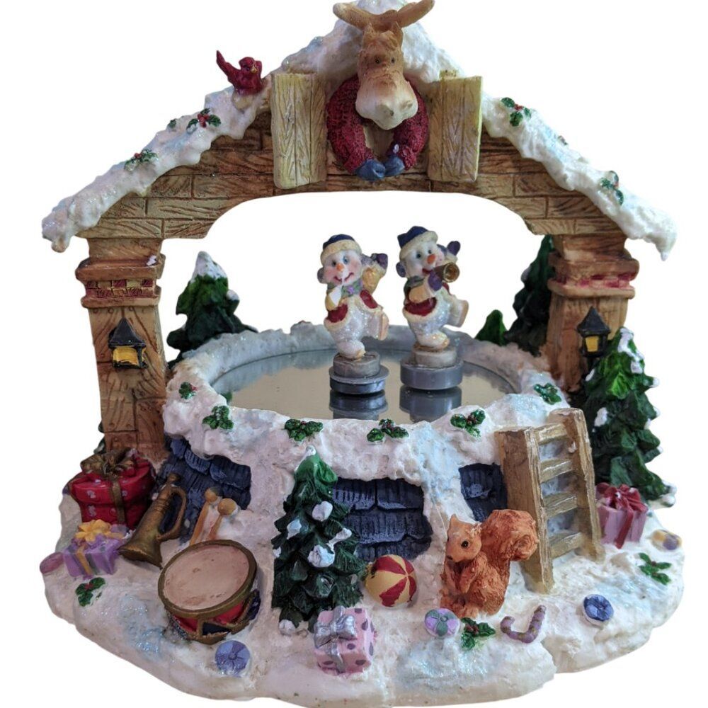 Christmas Musical House Skating Pond Moose Gift Gallery Snowman Skaters 1st Noel